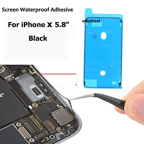 Product Cover Ogodeal Screen Adhesive Strips Pre-Cut Waterproof Seals for iPhone X, Water Liquid Damage Repair Glue Replacement 3Pack (Black)
