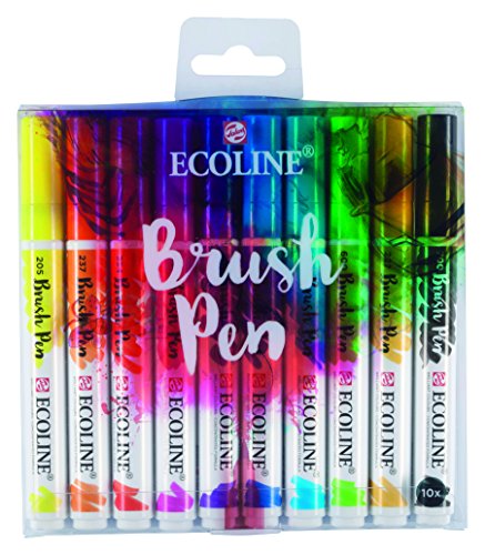 Product Cover Royal Talens Ecoline Liquid Watercolor Brush Pen, Set of 10 Colors (11509002),Multicolor