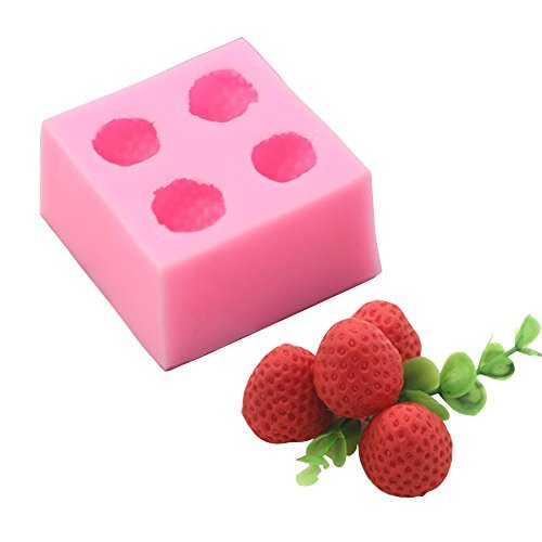 Product Cover 3D Strawberry Silicone Mold - MoldFun Strawberry Mold for Fondant, Gum Paste, Chocolate, Candy, Ice Cube, Jello, Polymer Clay, Crayon