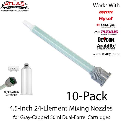 Product Cover Mixing Nozzles 10 Pack-Green 4.5-inch 24-Element Square Quad-for 50ml/1.7oz Gray-Cap Cartridges (1:1 & 2:1 Ratio)