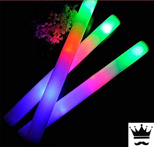 Product Cover 100 Pack of 18 Inch Multi Color Flashing Glow LED Foam Sticks, Wands, Batons - 3 Modes Multi-Color - Party Flashing Light DJ Wands, Concert, Festivals, Birthdays, Party Supplies, Weddings, Give Aways