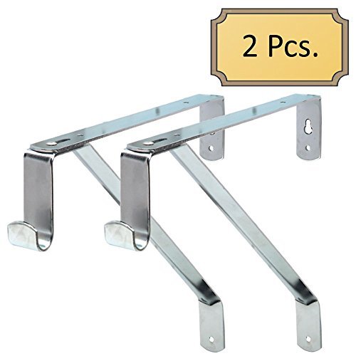 Product Cover Desunia Oval Closet Rod Shelf Bracket - Adjustable for Rear Cleat Strip - Polished Chrome - 2 Pack