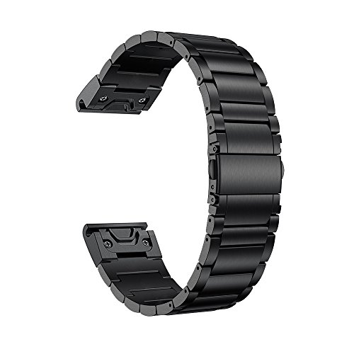 Product Cover LDFAS Fenix 6S/5S Band, Quick Release Easy Fit 20mm Solid Stainless Steel Metal Bands Compatible for Garmin Fenix 6S/6S Pro/5S/5S Plus/D2 Delta S Smartwatch, Black