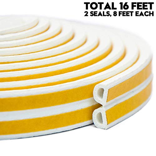 Product Cover Keeping Fun Indoor Weather Stripping,Self Adhesive Foam Window Seal Strip for Doors and Windows Soundproofing Weatherstrip Gap Blocker,7/20-Inch x 6/25-Inch x 8-Feet,White (2 Seals)