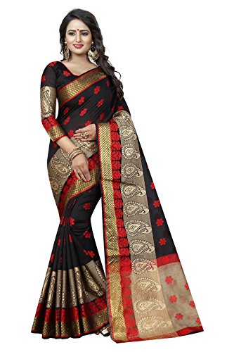 Product Cover SATYAM WEAVES Women's Ethnic WEAR Polycotton Saree with Blouse Piece.(Mango) (Black).
