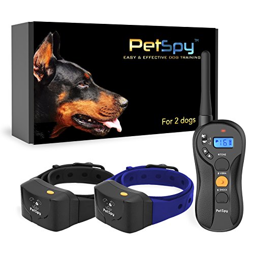 Product Cover PetSpy P620B Dog Training Shock Collar for 2 Dogs with Vibration, Electric Shock, Beep; Fully Waterproof Remote Trainer with Two E-Collars, 10-140 lbs (for 2 Dogs)