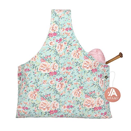 Product Cover Travel Knitting Yarn Storage Bag Tote Organizer for Yarn Crochet Hooks Needles and Wool Mother's Day Gift, Sweet Floral