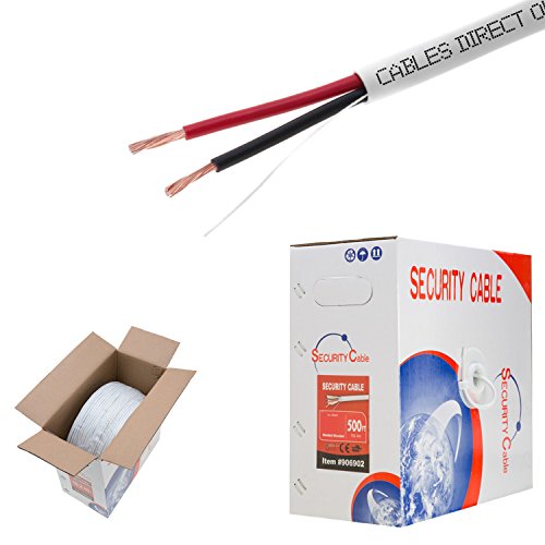 Product Cover Cables Direct Online, Bulk 18/2 Stranded Conductor Alarm Control Cable 500ft Fire/Security Burglar Station Wire Security (Unshielded), 18/2, Stranded, 500ft)