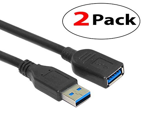 Product Cover 2 Pack Short Length 1 Feet USB 3.0 Extension Cable, USB 3.0 A Male to Female Extender Cable