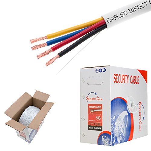Product Cover Cables Direct Online, Bulk 18/4 Stranded Conductor Alarm Control Cable 500ft Fire/Security Burglar Station Wire Security (Unshielded), 18/4, Stranded, 500ft)