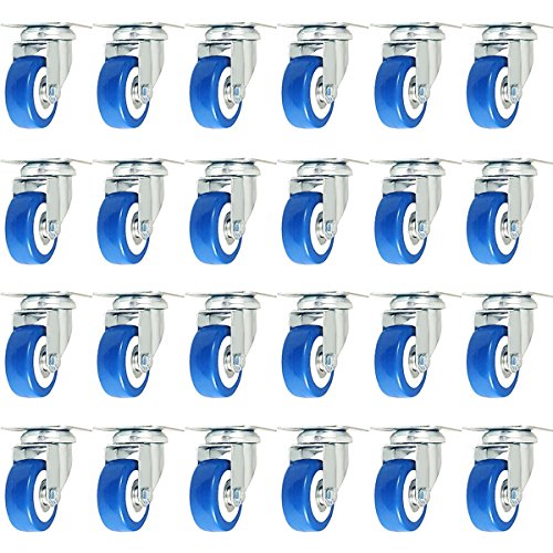 Product Cover FactorDuty 24 Pack Caster Swivel Plate On Blue Polyurethane Wheels (2