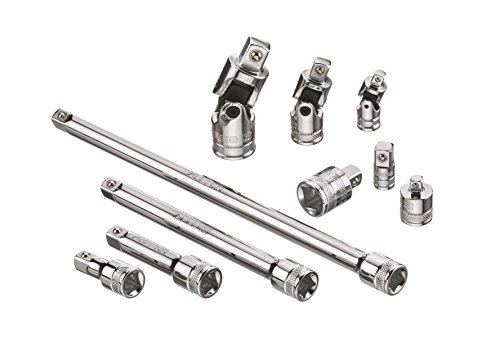 Product Cover ARES 71270 | 10-Piece Socket Accessory Set Premium Chrome Vanadium Steel with Mirror Finish Includes Adapters, Extensions and Universal Joints