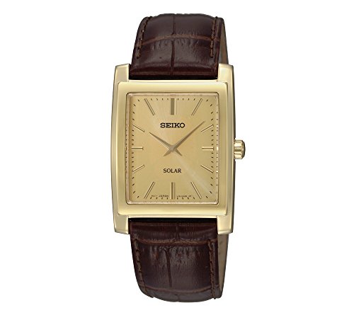 Product Cover Seiko Men's Brown Leather Strap Solar Dress Watch
