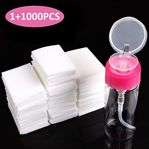 Product Cover BTArtbox Gel Nail Polish Remover Set 1000PCS Lint Free Nail Wipes Cotton Pads With 1PCS Push Down Pump Dispenser Bottle for Professional Soak Off Gel Polish Remover Acrylic Nail Remover