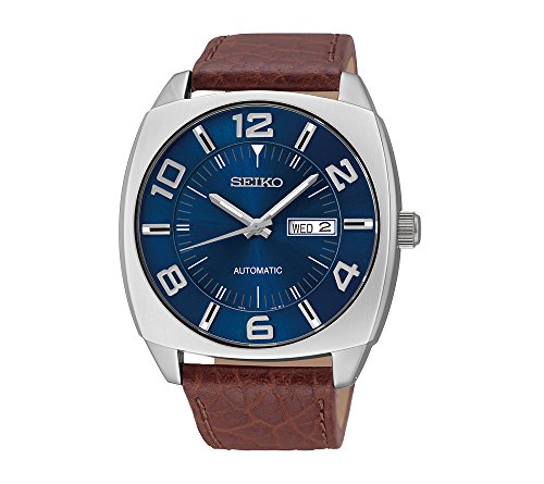 Product Cover Seiko Men's Blue Dial Brown Leather Strap Automatic Watch