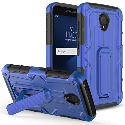 Product Cover Alcatel IdealXcite Case, Alcatel Verso Case, Alcatel CameoX Case, Alcatel Raven LTE Case, Luckiefind Dual Layer Hybrid Side Kickstand Cover Case Holster Clip Acce. (Holster Blue)