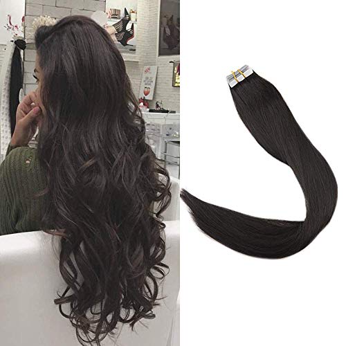 Product Cover Full Shine Real Hair Tape in Extensions Color #24 Light Blonde Remy Tape in Extensions Human Hair 14 Inch 2.5g Per Piece 50gram Per Package Tape Remy Human Hair Extensions