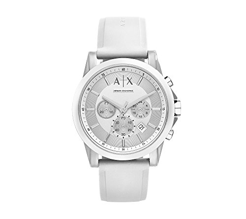 Product Cover A|X Armani Exchange Men's Silvertone White Nylon with Silicone Straps Watch