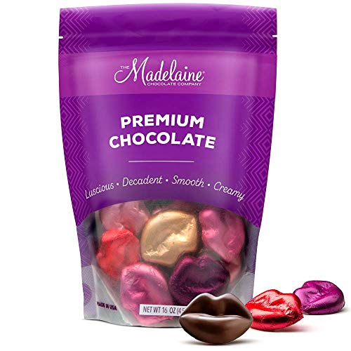 Product Cover Madelaine Kiss Chocolate Lips - Valentine's Day Chocolate Candy - Premium Milk Chocolate Lips Individually Wrapped In Lipstick Colored Italian Foils (1 LB)