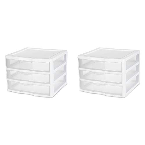 Product Cover Sterilite 3-Drawer Organizer - ClearView Wide 2093 (White / Clear) (10.25