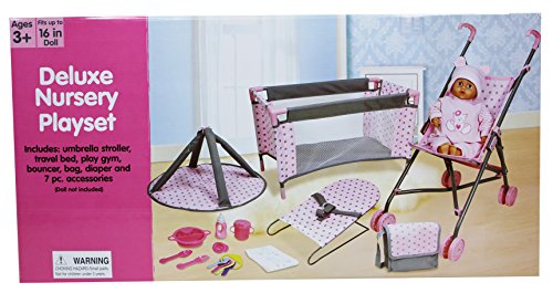 Product Cover Lissi 5 Piece Doll Deluxe Nursery Play Set with 8 Accessories Role Toy