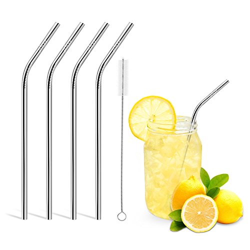 Product Cover Reusable Drinking Straws,Set of 4,Stainless Steel Straws -Cleaing Brush Included