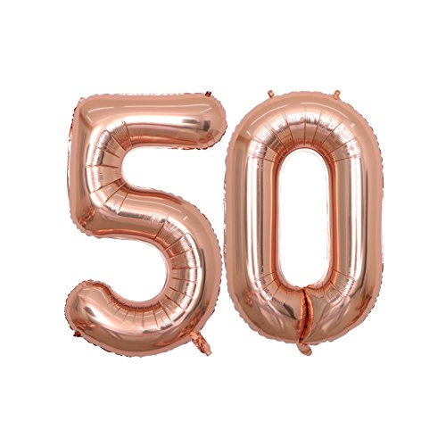 Product Cover BALONAR 40 inch Jumbo 50th Rose Gold Foil Balloons for Birthday Party Supplies,Anniversary Events Decorations and Graduation Decorations (ROSE50)
