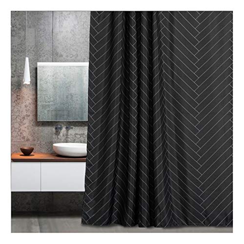 Product Cover Aimjerry Waterproof Fabric Shower Curtain Polyester Striped Black 72