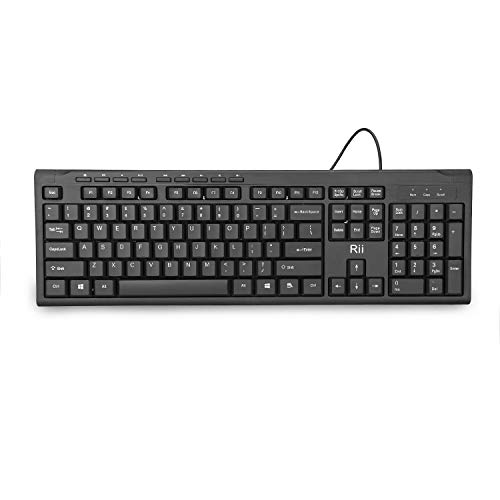 Product Cover Rii RK907 Ultra-Slim Compact USB Wired Keyboard for Mac and PC,Windows 10/8 / 7 / Vista/XP (Black)