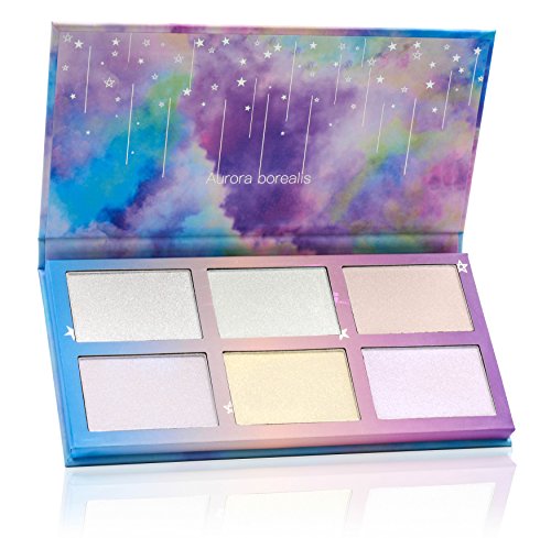 Product Cover TZ COSMETIX - Aurora Borealis 6 Colors Highlighter / Glow Kit - Wet Soft Cream Powder Illuminating Makeup Palette - with Rainbow Star Box tz-6fb