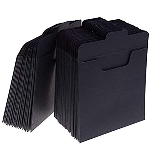 Product Cover 37YIMU 50 Pack CD Sleeves Kraft Paper DVD Envelopes, Black Blank CD Paper Cardboard, CD Kraft Paper Storage Holder Covers Packaging Sleeves - 4.9 x 4.9 Inch
