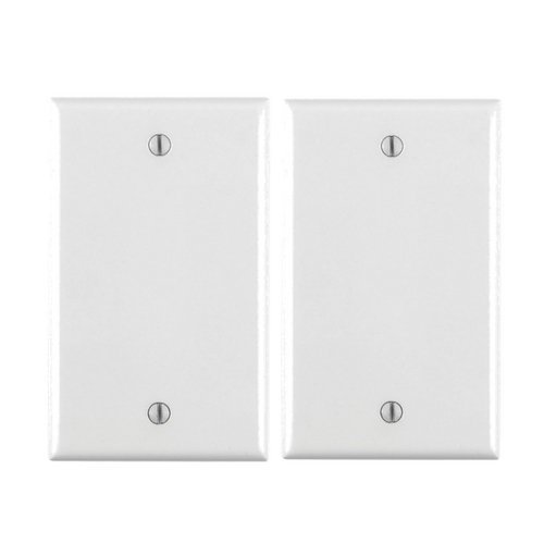 Product Cover Leviton 80714-W 1-Gang No Device Blank Wallplate, Standard Size, Thermoplastic Nylon, Box Mount, White ... (2 Pack)