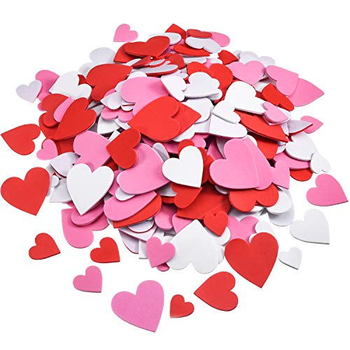 Product Cover WILLBOND Foam Heart Stickers Foam Hearts Self Adhesive Stickers Hearts for Valentine's Day Mother's Day DIY Crafts, Assorted Size, 3 Colors (500)