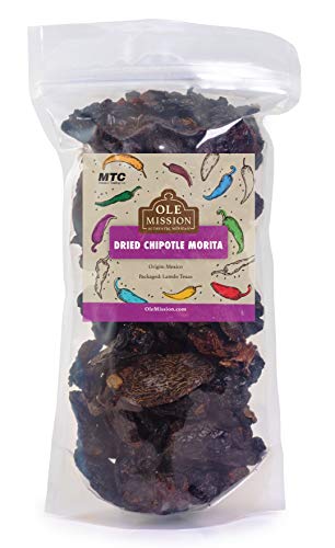 Product Cover Dried Chipotle Peppers 4 oz Chile Morita Excellent Smoke Flavor For Mexican Recipes, Tamales, Salsa, Chili, Meats, Soups, Stews And Grill By Ole Mission