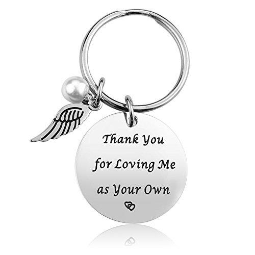 Product Cover Step Mother Mom Keychain Gifts - Mom Gift idea for Mothers Day from Husband Daughter Son Kids, Stainless Steel Jewelry, Birthday Gifts for Women Wife Christmas Valentines Gifts