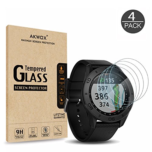 Product Cover (Pack of 4) Tempered Glass Screen Protector for Garmin Approach S60, Akwox [0.3mm 2.5D High Definition 9H] Premium Clear Screen Protective Film for Garmin Approach S60