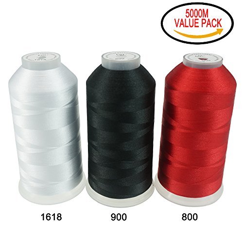 Product Cover New brothreads -24 Options- Various Assorted Color Packs of Polyester Embroidery Machine Thread Huge Spool 5000M for All Embroidery Machines - Basic Colors 1