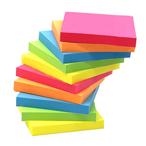 Product Cover Sticky Note, Top Honor 3 inch x 3 inch, 10 Pads/Pack,100 Sheets/Pad, 5 Colours Self-Stick Notes, Easy Post