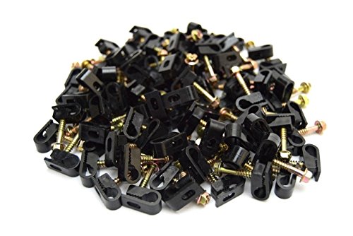 Product Cover 100 pcs Single Black Mounting Flex Clips w/Strain Relief Screw RG6 RG59