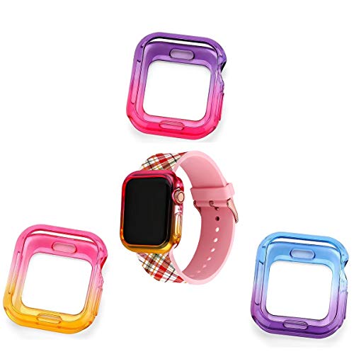 Product Cover Doweiss Compatible for Apple Watch Series 5 and Series 4 Case (3 Pack), Colorful Soft TPU Bumper Protective Cover Shock Proof Shatter Resistant Lightweight Thin Frame Compatible iWatch Seres 5 and 4