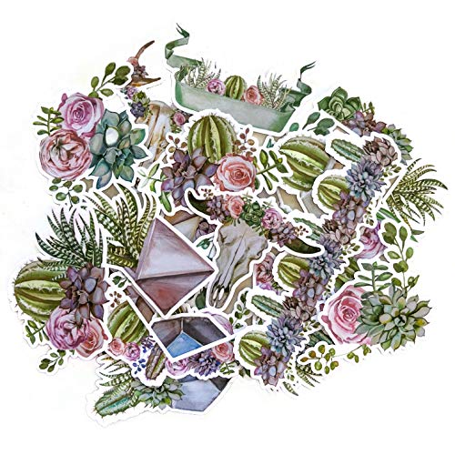 Product Cover Navy Peony Geometric Terrarium Cactus and Succulent Stickers | Cool Decals for Laptops and Water Bottles and Phone Cases | Sticker Packs for Your Scrapbook, Planners and Bullet Journals (15 pieces)
