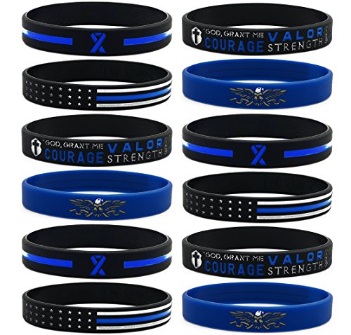 Product Cover Inkstone (12-Pack) Law Enforcement Silicone Bracelets Assortment Bulk Products Gifts for Police Officers Cops