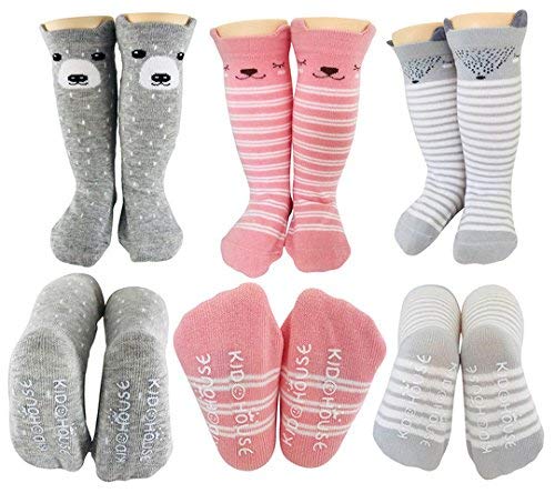 Product Cover Baby Girl Knee High Long Socks Non Slip Toddler Socks 8-24 Months Anti Slip Non Skid Leg Warmer Walker Baby Socks Gift Set, Best Gifts for 1 Year Old Girl from Tiny Captain (Pink, Small)