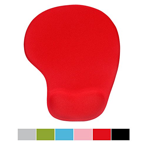Product Cover Office Mousepad with Gel Wrist Support - Ergonomic Gaming Desktop Mouse Pad Wrist Rest - Design Gamepad Mat Rubber Base for Laptop Comquter -Silicone Non-Slip Special-Textured Surface (05Red)