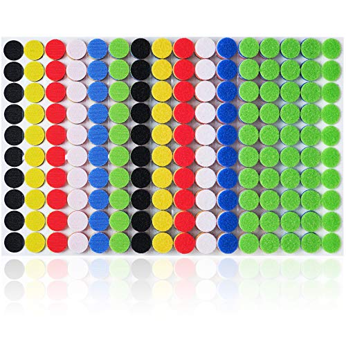 Product Cover Miracle Market 600 Pcs (300 Pairs) of Colorful Hook and Loop Self Adhesive Fastener Dots | Sticky Back ¾