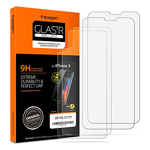 Product Cover Spigen Tempered Glass Screen Protector [Back Film Included] Designed for iPhone Xs/iPhone X