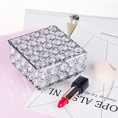 Product Cover Feyarl Crystal Jewelry Box Beads Trinket Organizer Box with Mirrored Inside (Silver)