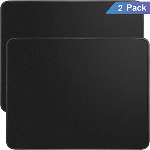 Product Cover Ktrio 2 Pack Mouse Pad with Stitched Edges Mousepads Bulk with Lycra Cloth, Non-Slip Rubber Base, Waterproof Coating Mouse Pads for Computers, Laptop, Office & Home, 11x8.5in, 3mm, Black
