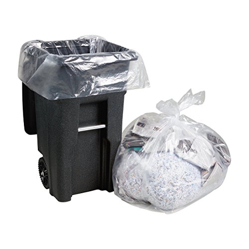 Product Cover 95-100 Gallon, (50/Count Wholesale) Large Clear Plastic Recycling Trash Bags, (Clear)