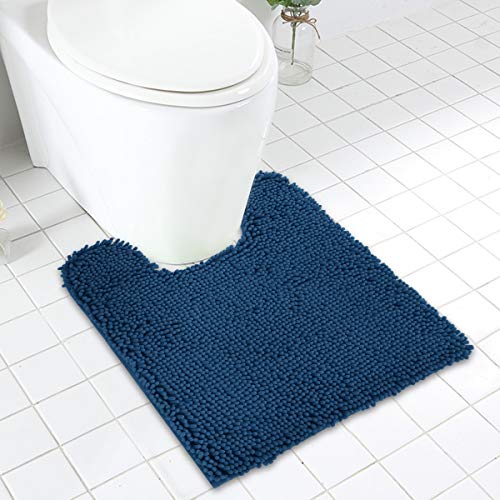 Product Cover MAYSHINE Non Slip Contour Bath Mats for Toilet/Soft Shaggy Chenille/Absorbent Water/Dry Fast/Machine-Washable/Perfect for Bathroom,Tub and Shower (20x24 Inches Dark Blue)